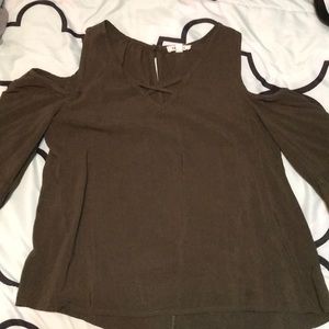 Olive Green dressy cold shoulder top